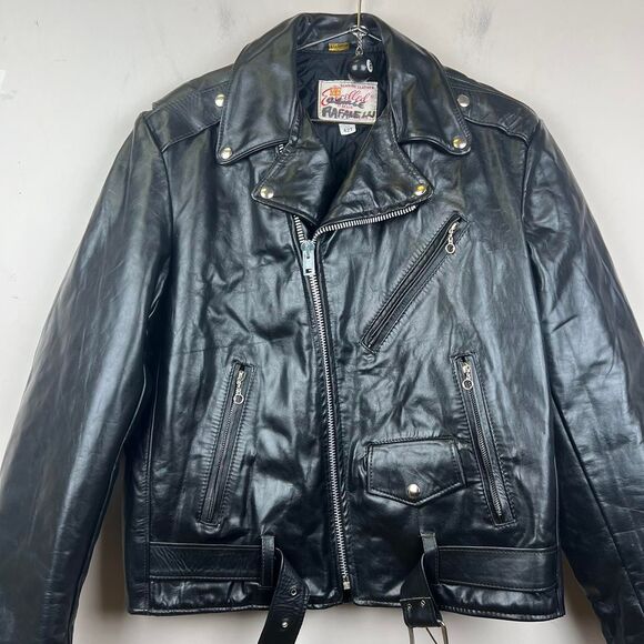 Vintage Excelled Biker Leather Jacket USA Size 42T / XL Tall - Picture 2 of 8